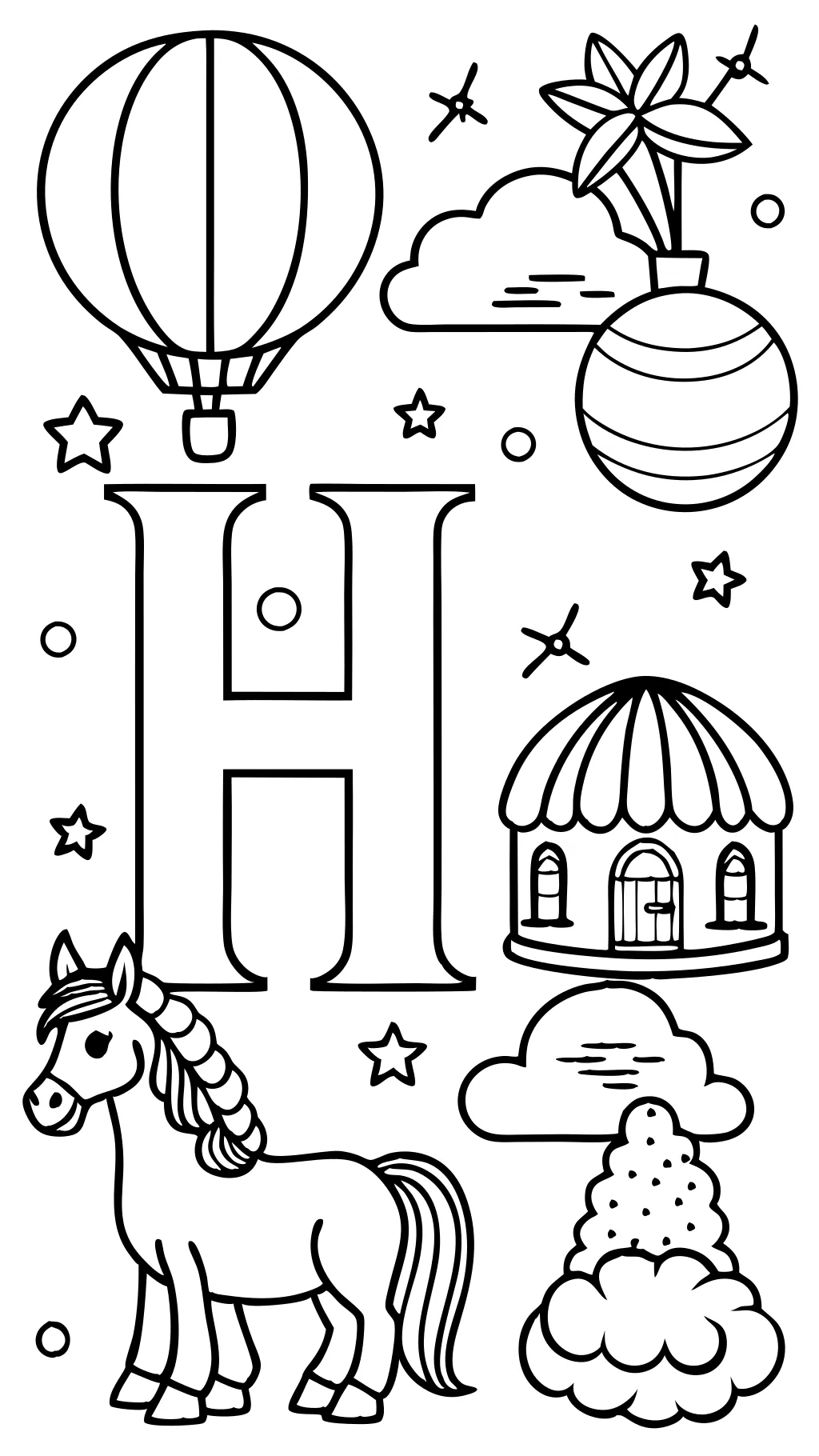 coloring pages for letter h